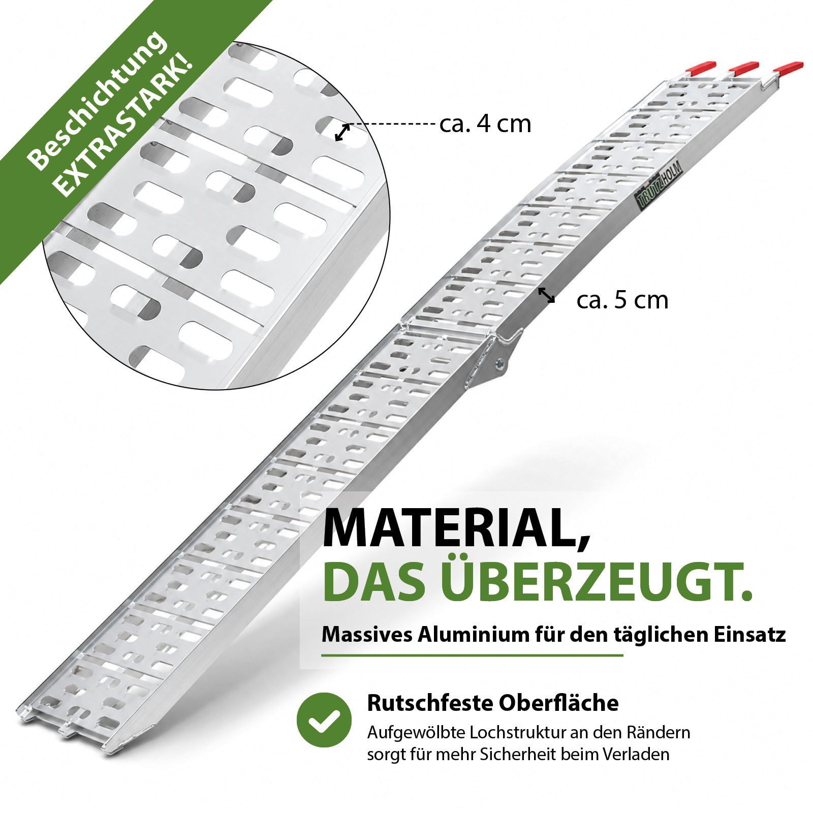 TRUTZHOLM Auffahrrampe klappbar 228 cm Traglast 340 kg Alu Motorradrampe inkl. Spanngurt (1-St., Inkl. Spanngurt), stabile Konstruktion, hochwertige Verarbeitung, kompakte Bauweise