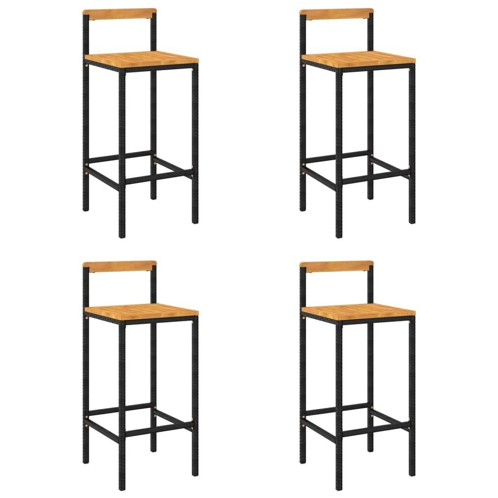 furnicato Barhocker Schwarze 40x44x100 cm mit Echtholz Sitzfläche und PE-Rattan (4 St)