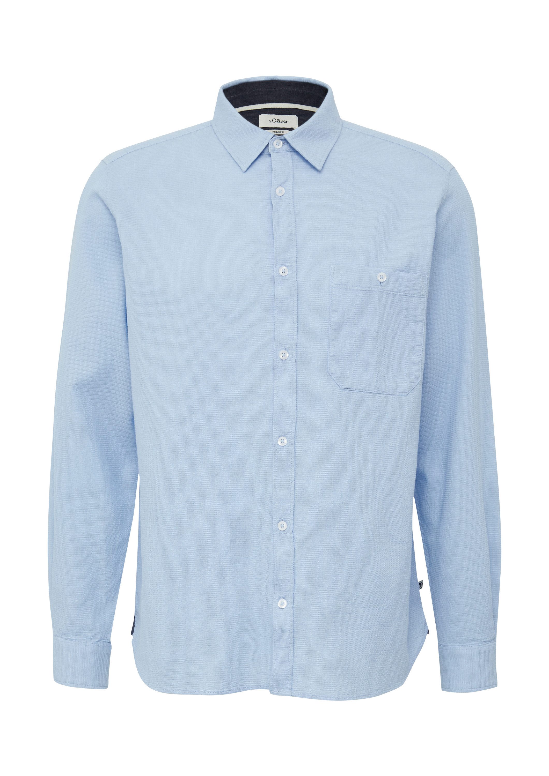 s.Oliver Langarmhemd Hemd Regular Fit: Baumwollhemd mit Struktur und Brustt günstig online kaufen
