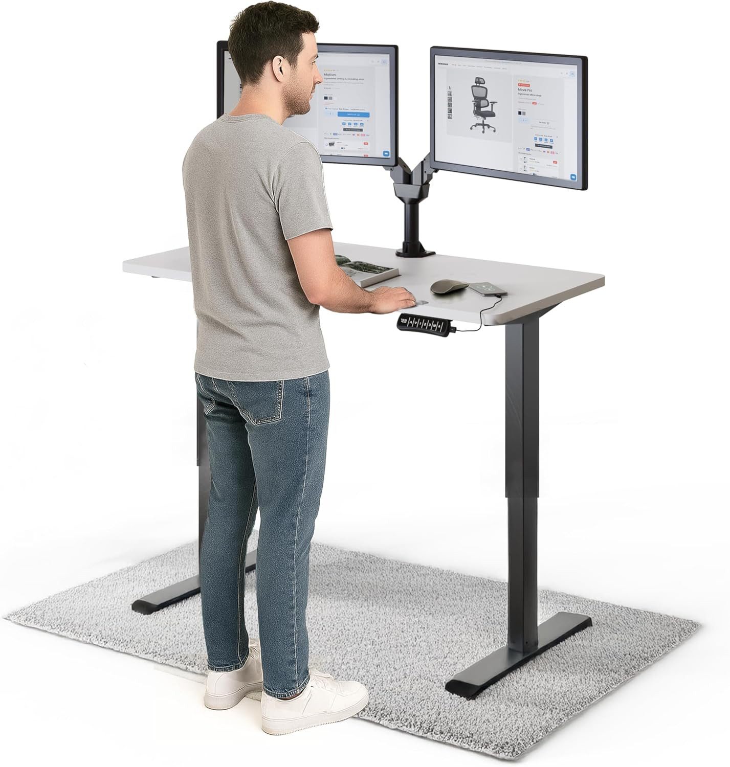 DESKSPACE Schreibtisch Pro Elektrisch höhenverstellbarer Schreibtisch - inklusive Tischplatte (Komplettset inkl. Tischplatte und Gestell), Ergonomischer Stehpult mit Memory Funktion & Kollisionsschutz