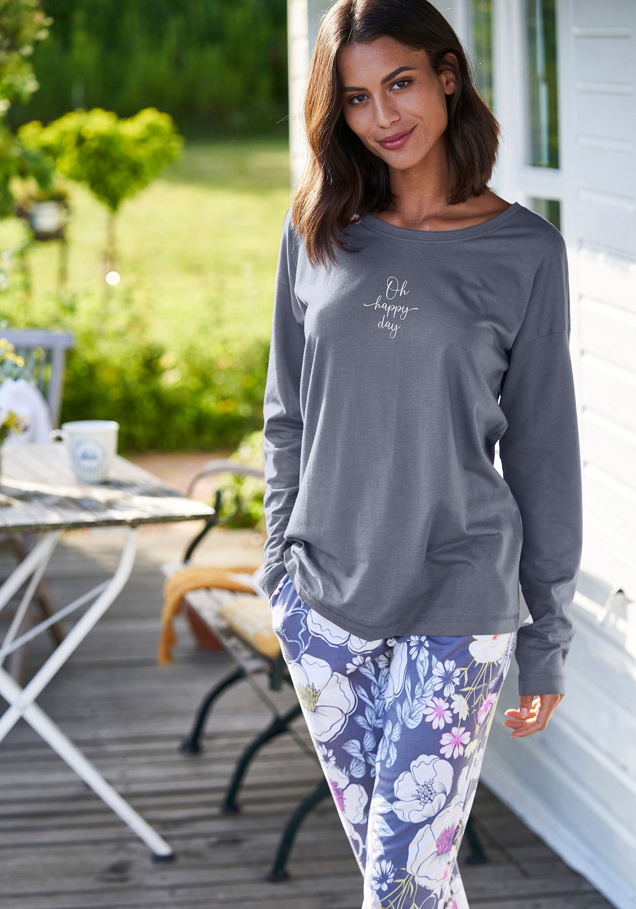 Vivance Dreams by Lascana Pyjamaoberteil mit Sommer-Statementdruck