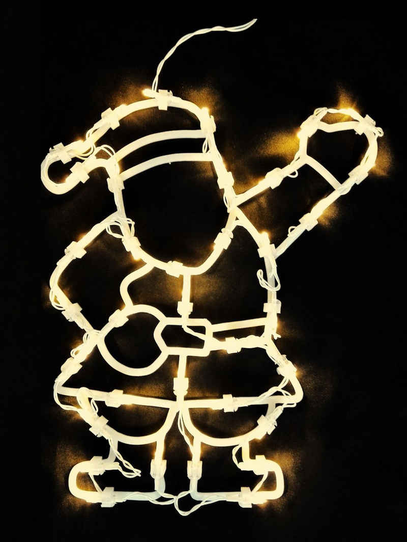 Spetebo LED Fensterbild LED Fenster Silhouette Nikolaus mit Dual Timer, Dual-Timer, LED fest verbaut, warm weiß, Deko Weihnachts Beleuchtung Fensterbild Batterie betrieben