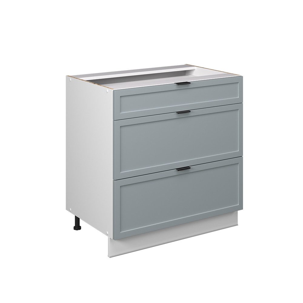 Vicco Unterschrank Fame-Line, Hellblau-grau/Weiß, 80 cm mit 3 Schubladen, ohne Arbeit... (1-St)