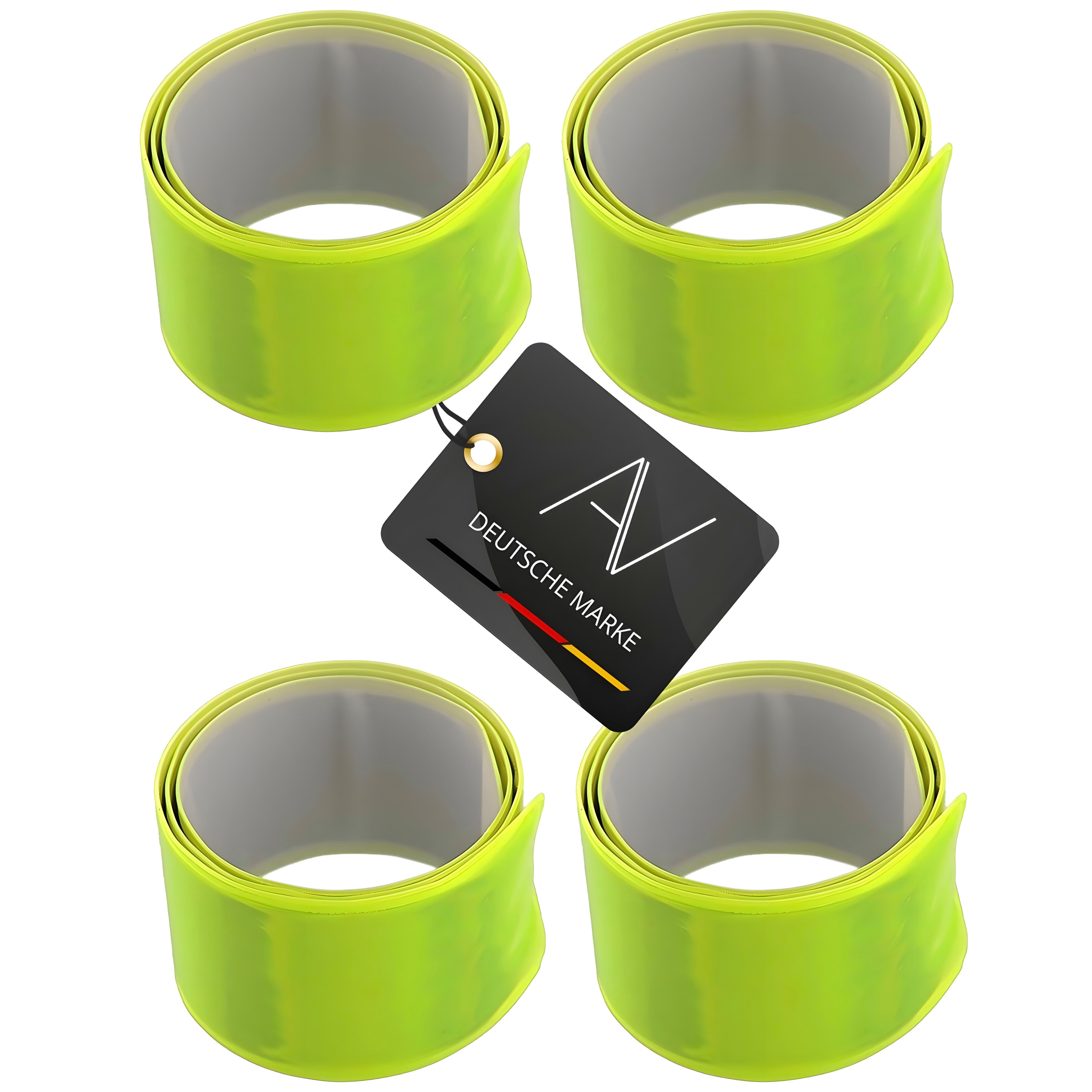 AVANA Reflektorband reflektierendes Schnapparmband Reflektor Armband Klatscharmband Joggen, Fahrrad, Leuchtarmband, Neon-Gelb