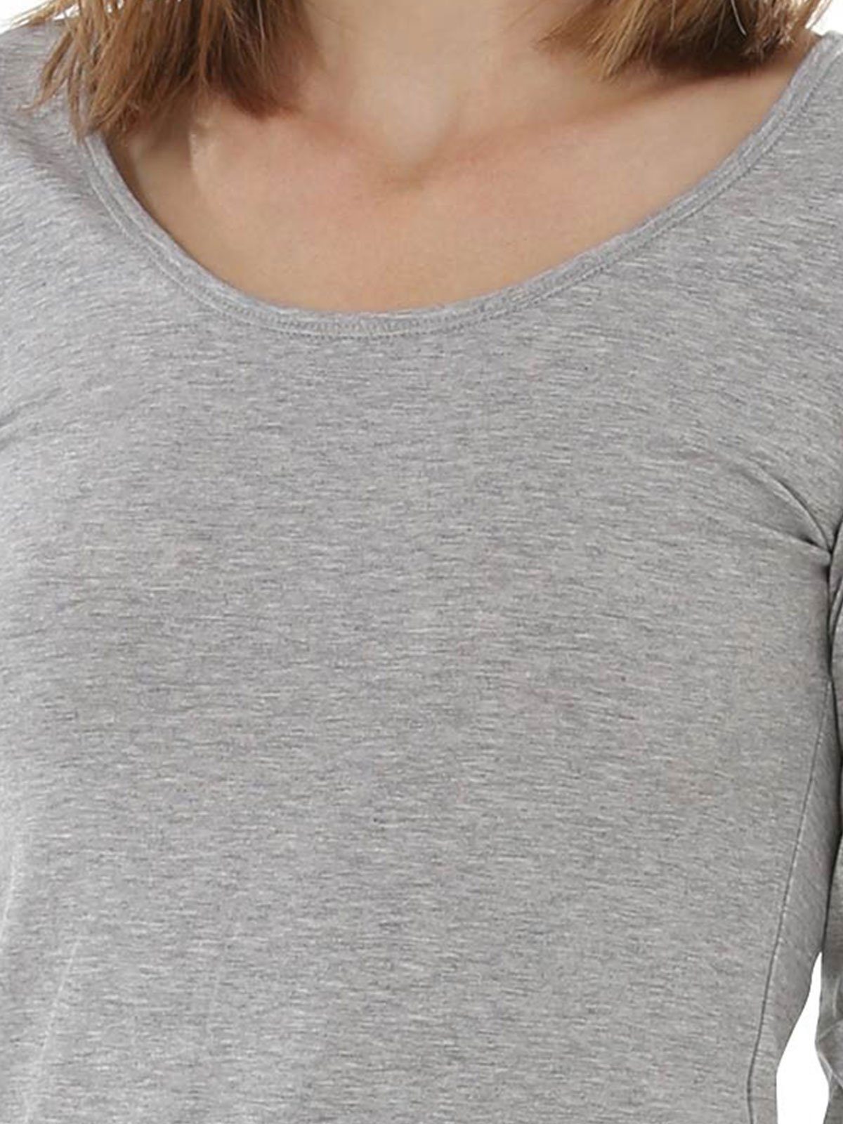 1-St) (Stück, Vegan Damen Baumwoll Shirt COMAZO grau-melange Langarm Unterhemd