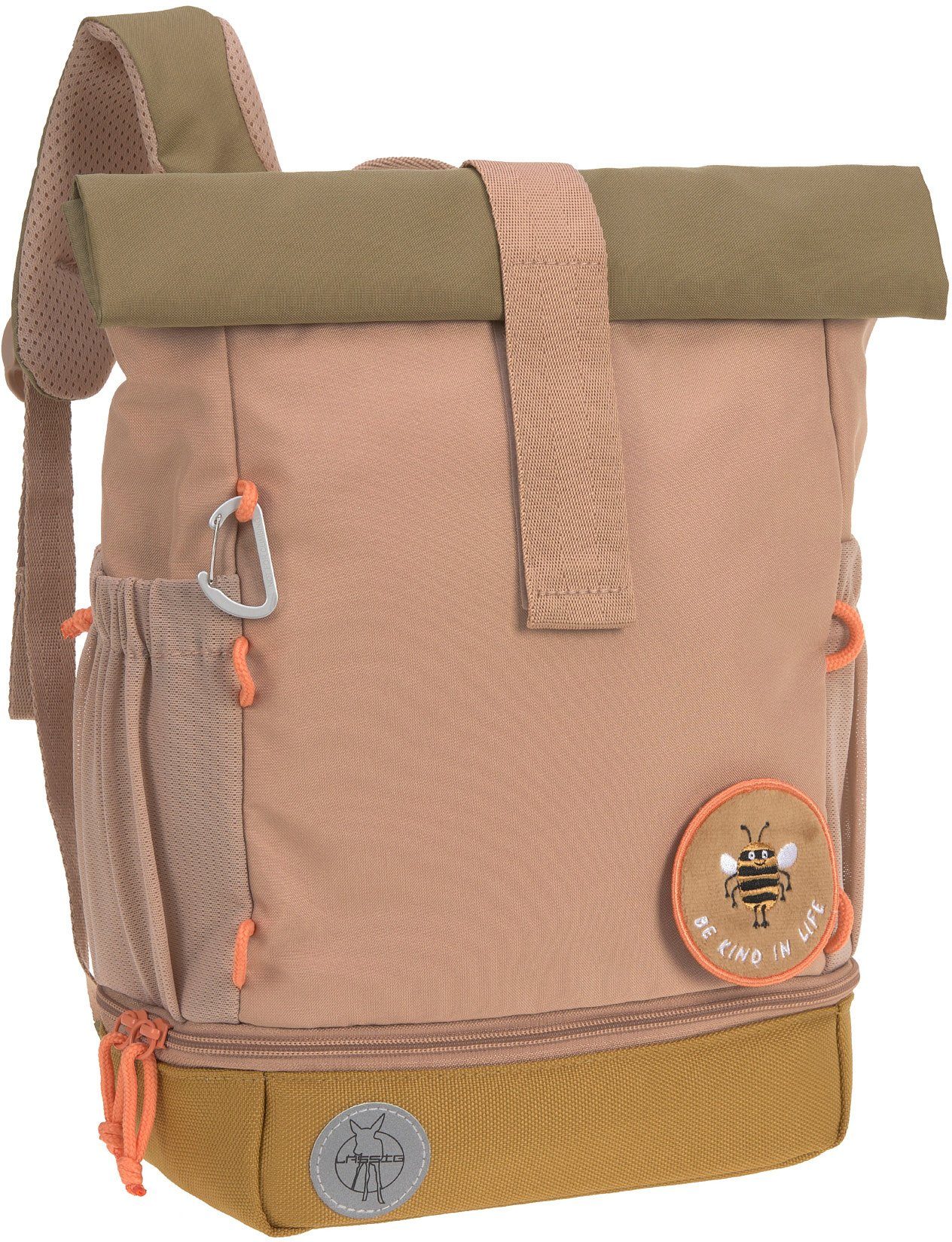 LÄSSIG Kinderrucksack Nature, Mini Rolltop Backpack, Hazelnut, aus recycelten PET-Flaschen