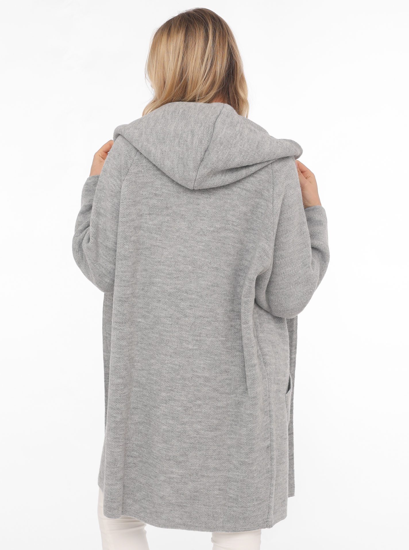 Zwillingsherz Strickjacke "Annabell" One Size, Kapuze, Taschen, ohne Verschluss, Midi-länge, Langarm