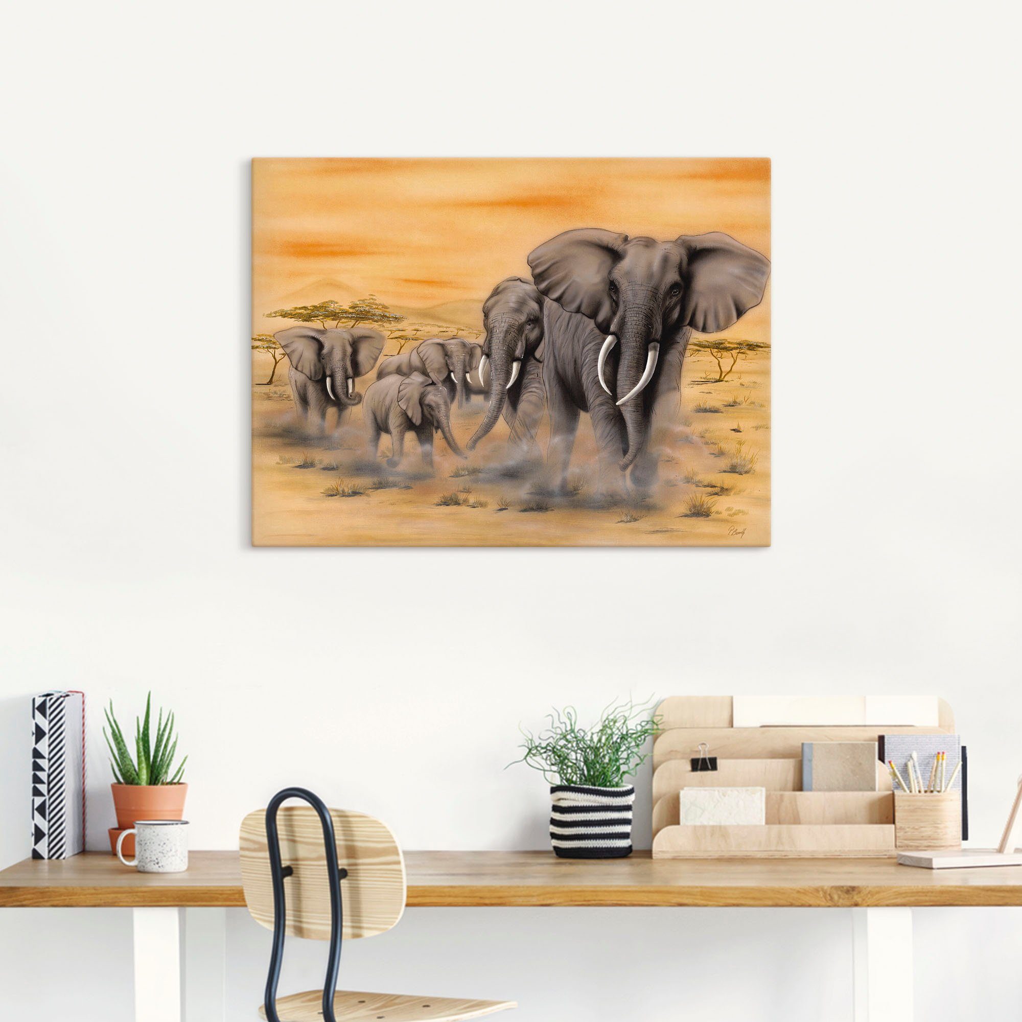 Artland Wandbild »Steppenelefanten«, Elefanten Bilder (1 Stück), in vielen Größen & Produktarten - Alubild / Outdoorbild für den Außenbereich, Leinwandbild, Poster, Wandaufkleber / Wandtattoo auch für Badezimmer geeignet-HomeTrends