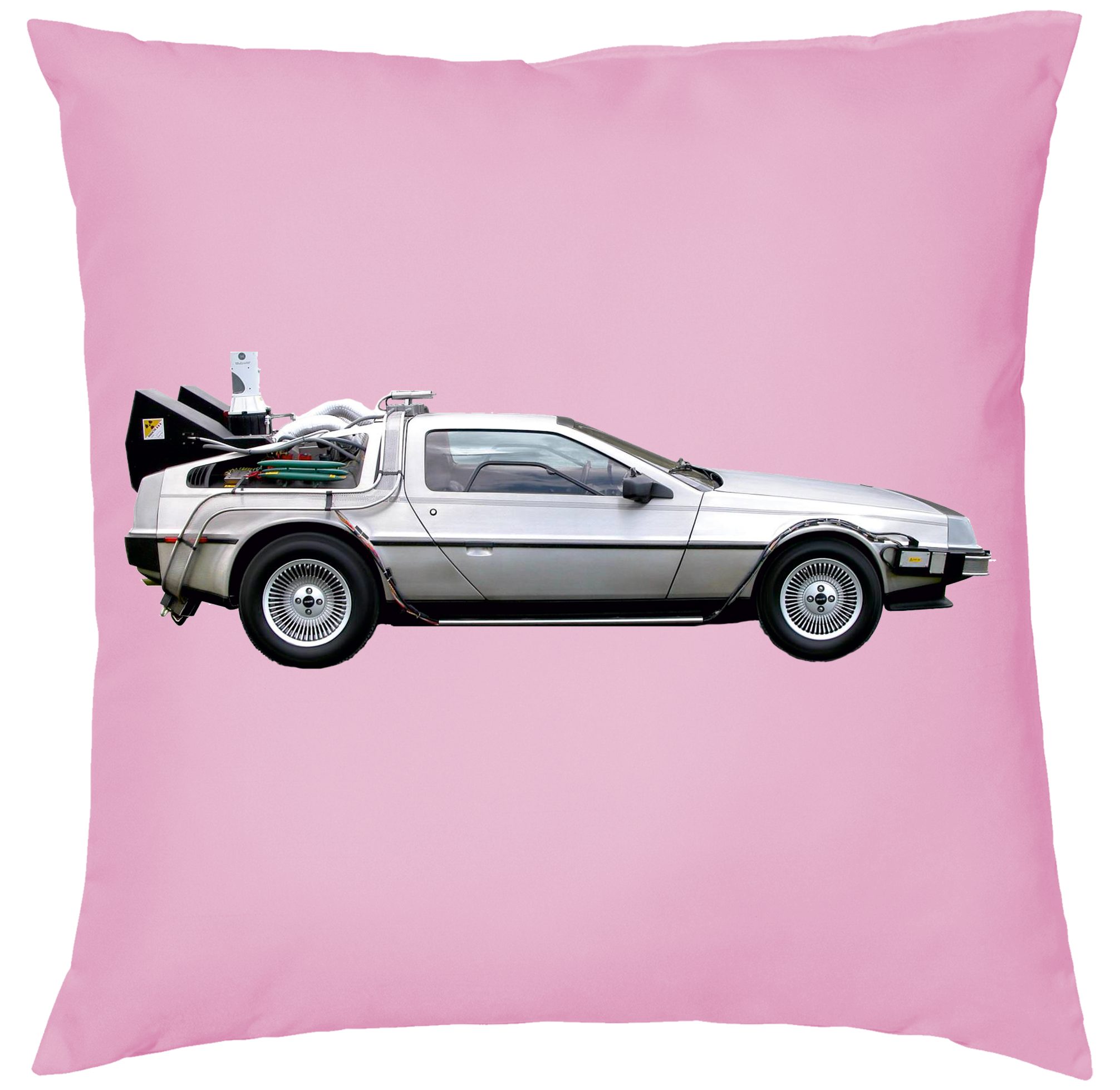 Blondie & Brownie Dekokissen Delorean Auto Zukunftsreise Professor Kissen mit Füllung Rosa