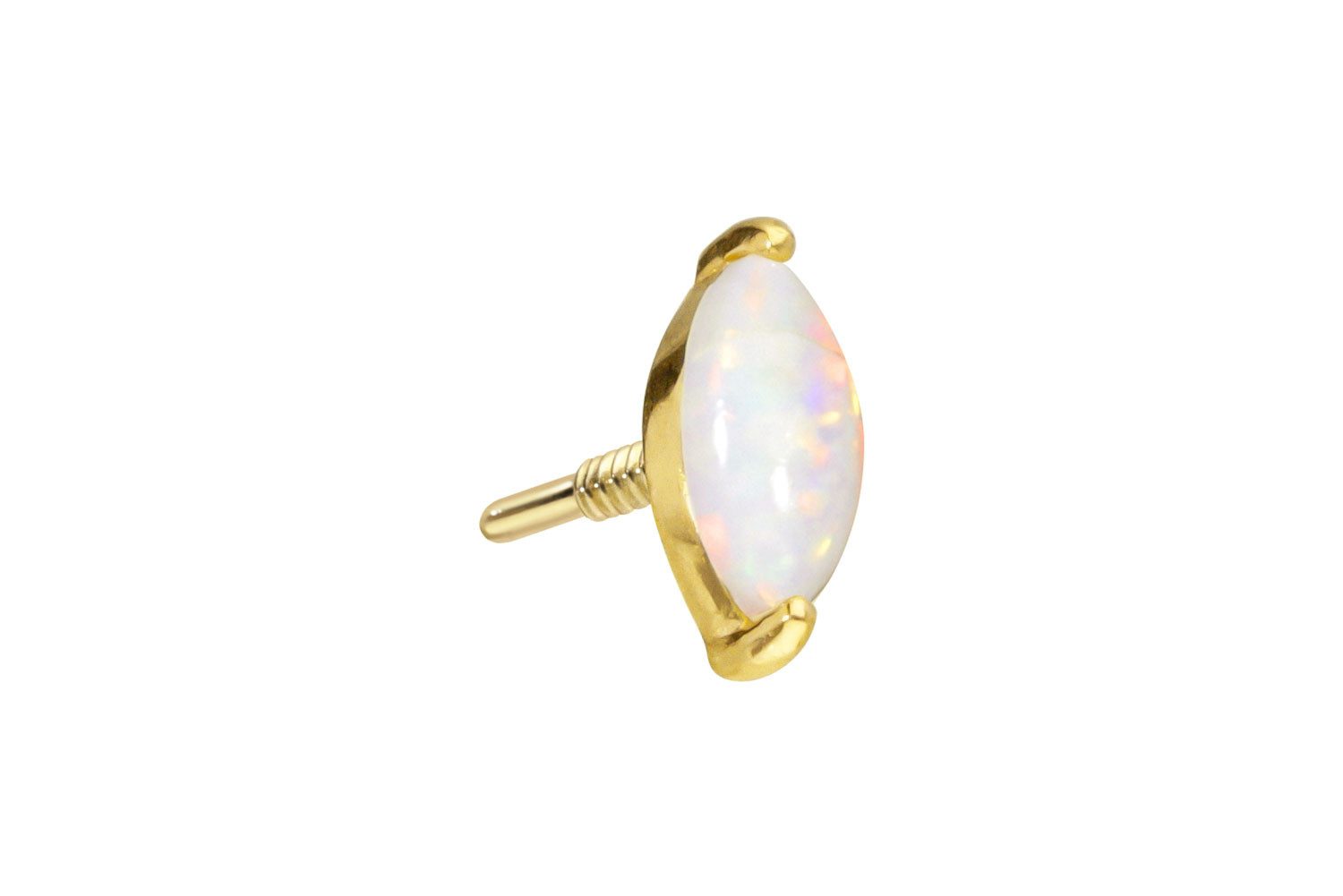 Piercing-Set 14 Karat Gold Schraubaufsatz mit Außengewinde OVALER SYNTHETISCHER