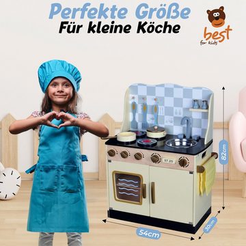 Best for Kids Spielküche Country Blau mit Zubehör Holz