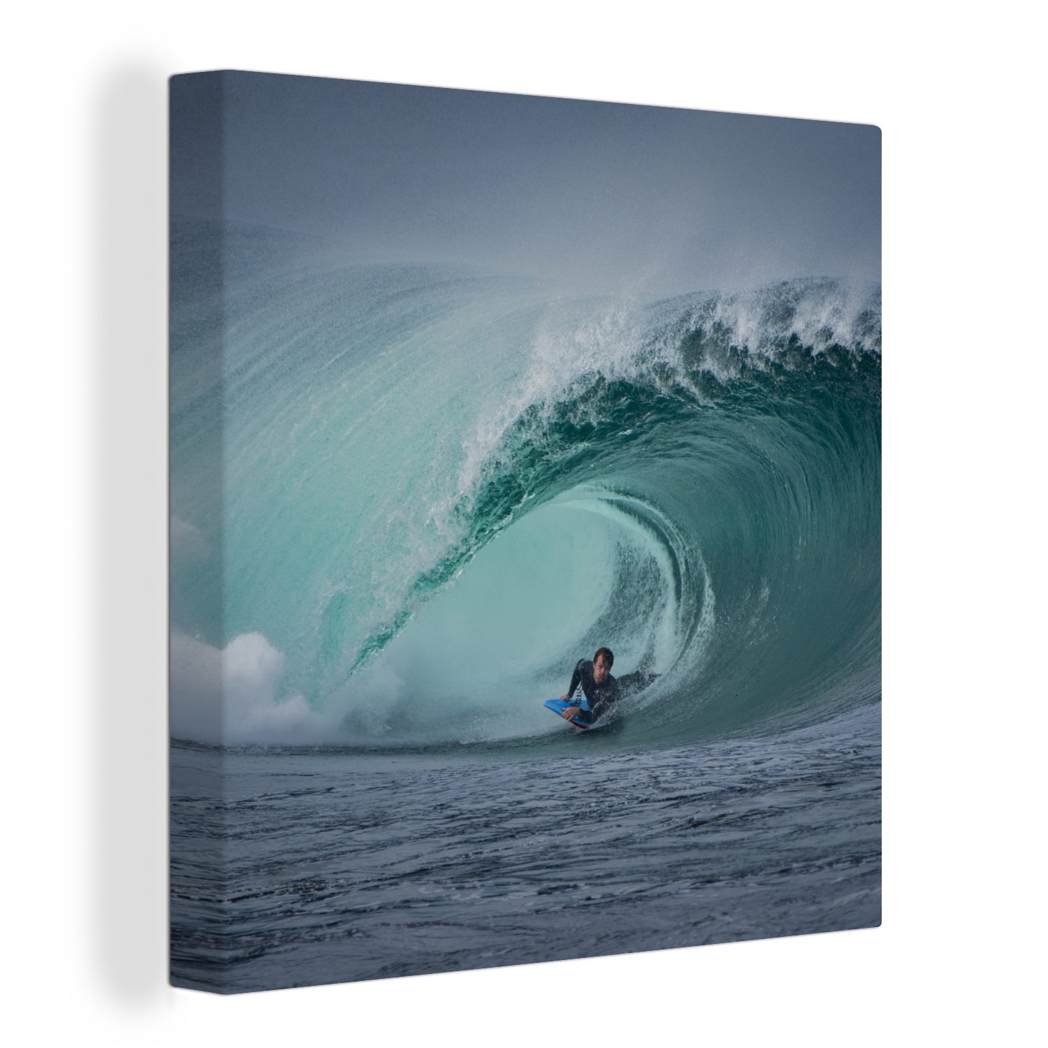 OneMillionCanvasses® Leinwandbild Surfer in großer für Leinwand Welle, Wohnzimmer Schlafzimmer St), (1 Bilder