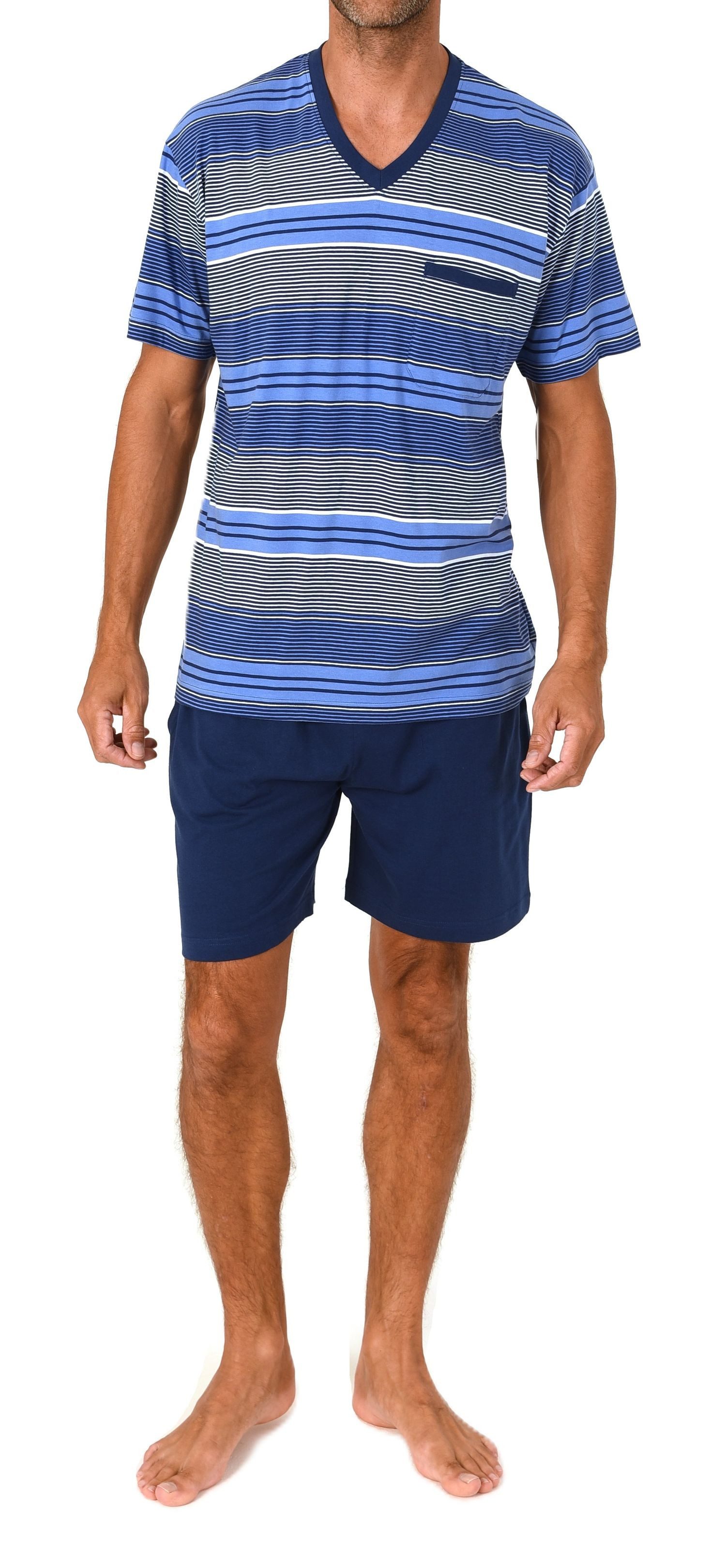 Normann Pyjama Normann Herren Pyjama kurzarm Shorty gestreift - auch in Übergrössen