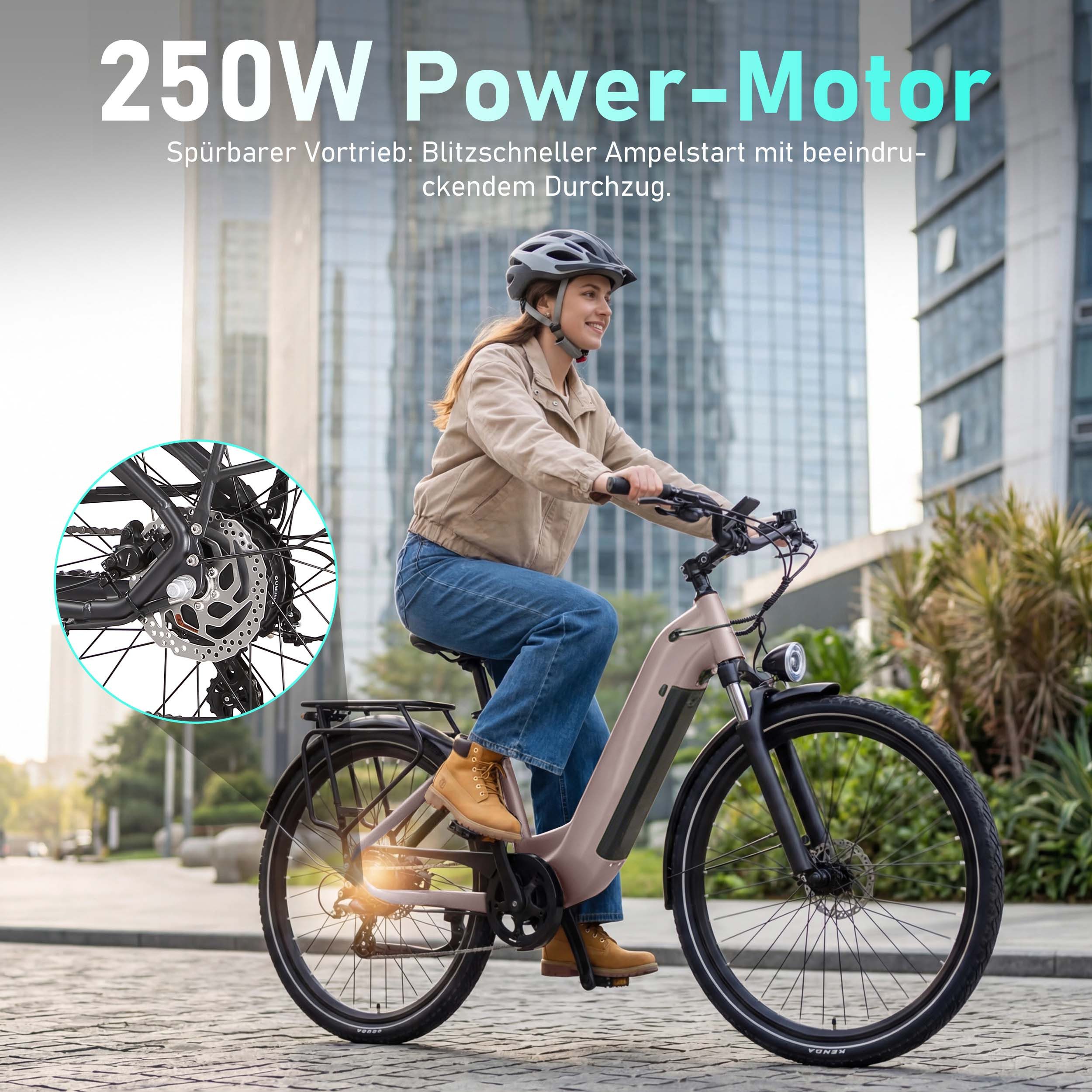 Vankel E-Bike Cityrad Marathon E-Fahrrad Damen u. Herren 810WH Pedelec, 36V 22,5AH 100 km, Kettenschaltung, Heckmotor, 810 Wh, Cityrad 7 Gang Shimano,Scheibenbremsen, Kettenschaltung