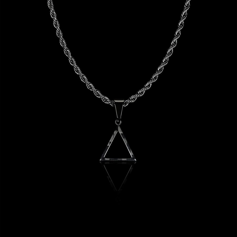 CRBNCNCPT Kette mit Anhänger CRBNCNCPT® Carbon Triangle Anhänger im Verbund  mit einer schwarzen Edelstahlkette, Premium Rope Chain, Herrn Designer  Halskette, Carbon