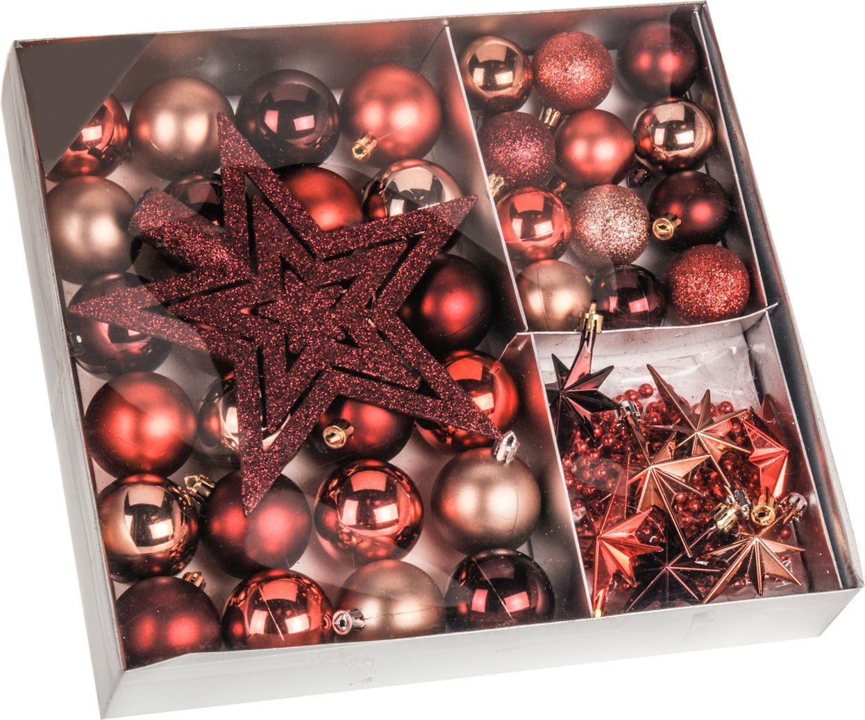 Spetebo Christbaumschmuck Christbaumschmuck 45 Teile Set - rot (45-tlg), Shatterproof Deko Weihnachtskugeln bruchsicher - Christbaumschmuck