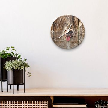 DEQORI Wanduhr 'Neugierige Hundeschnauze' (Glas Glasuhr modern Wand Uhr Design Küchenuhr)