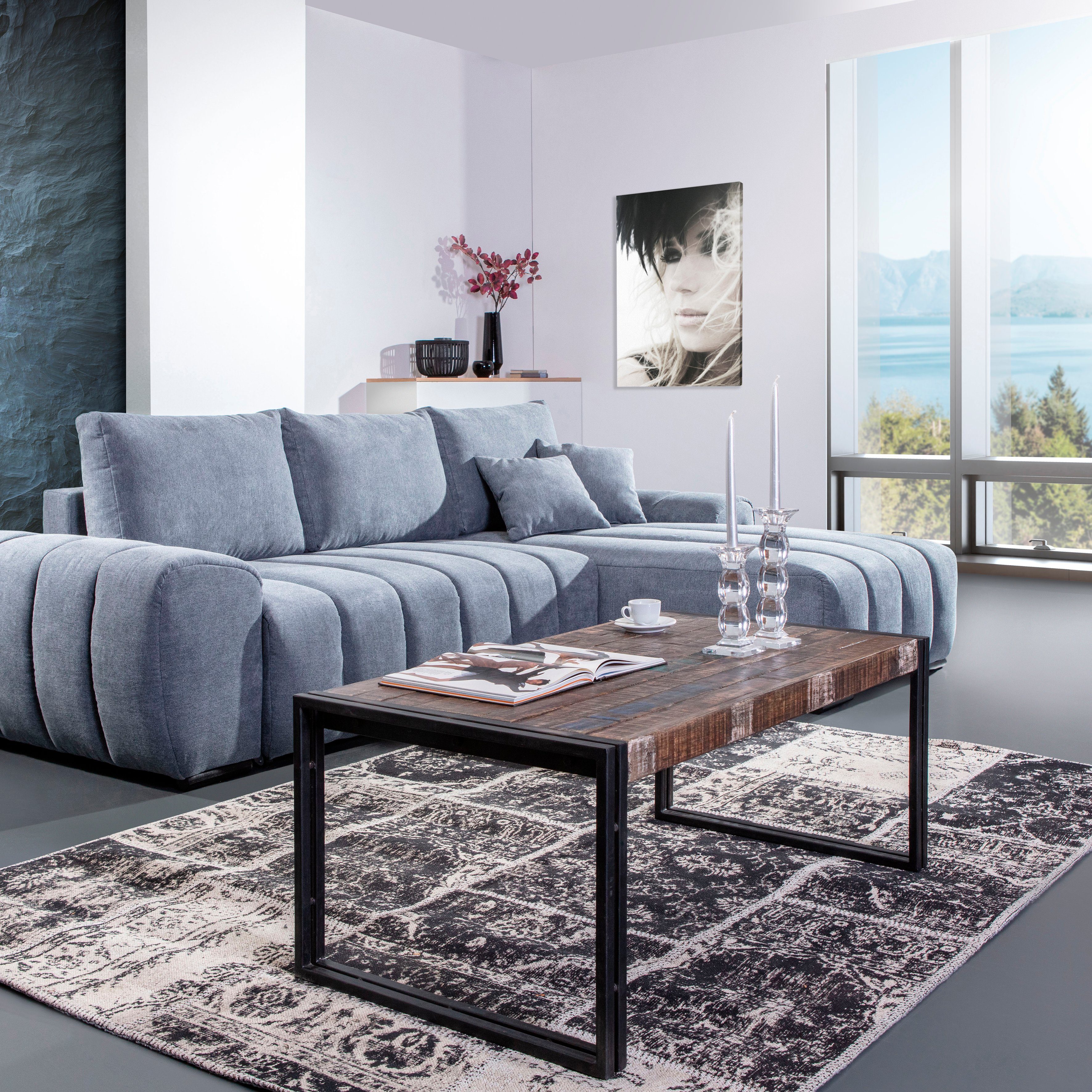 Gutmann Factory Couchtisch Titan, moderne Kombination aus Metall und Massiv günstig online kaufen