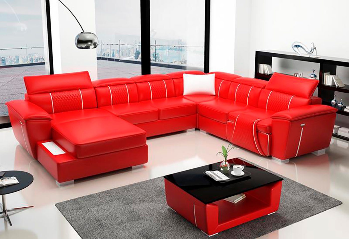 JVmoebel Ecksofa, Ecksofa Wohnlandschaft Polster Relax Design Leder Couch Sofa