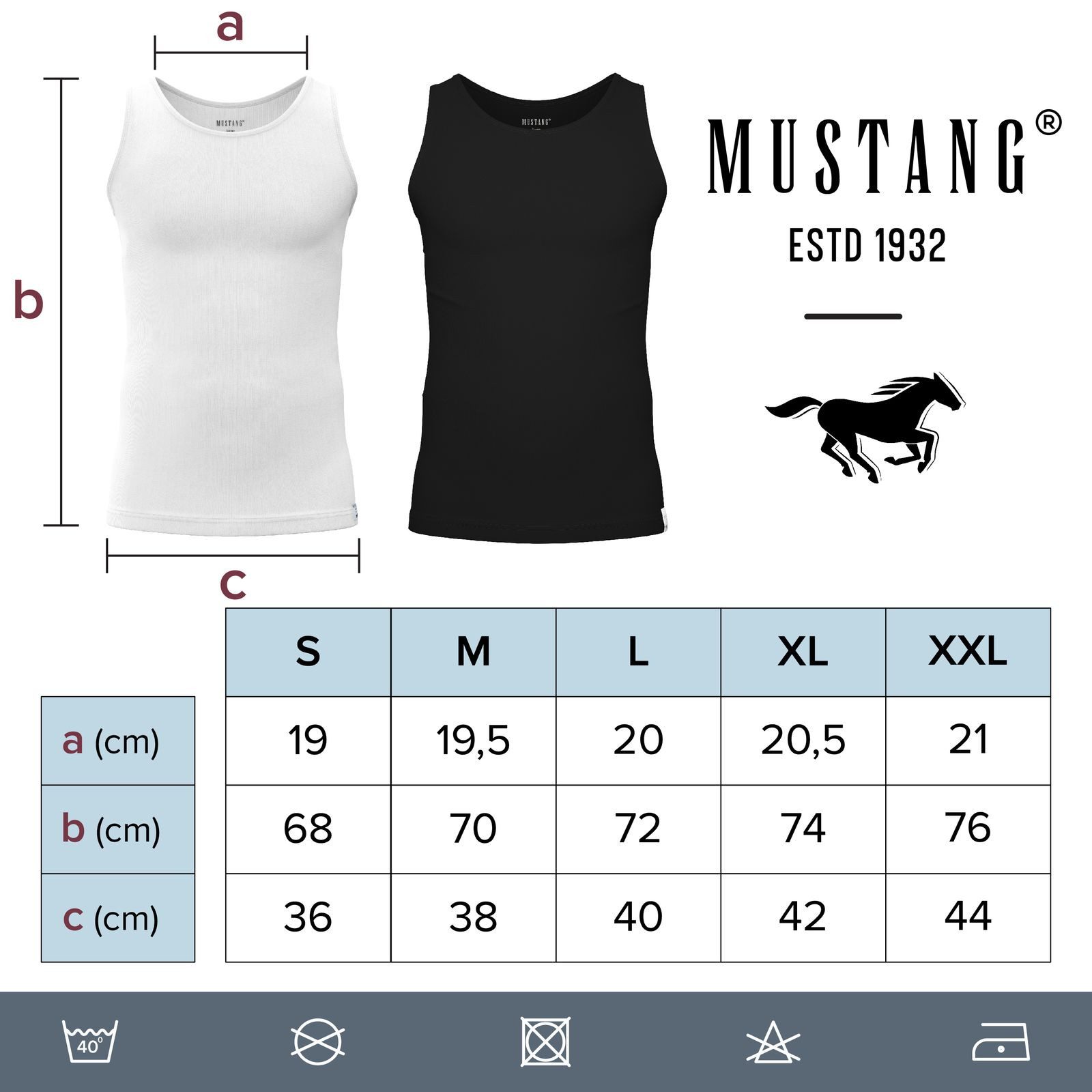 MUSTANG Unterhemd Worker Rib Unterhemd Achselshirt Doppelripp (Spar-Set, 2-St) OEKO-TEX® Standard