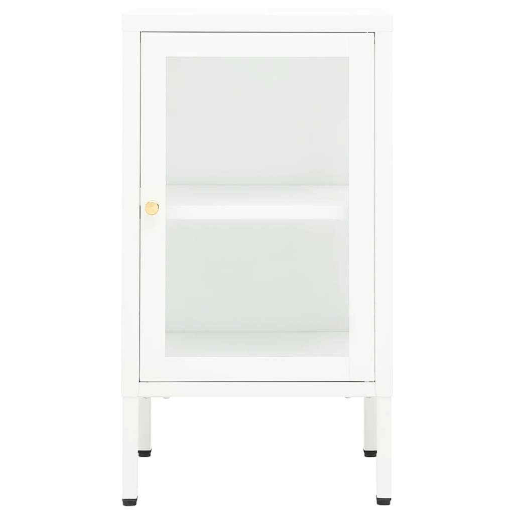 möbelando Vitrine Industial (B/H/T 35 aus Metall 70 x 38 Weiß einem Tür mit und x cm) in Einlegeboden einer
