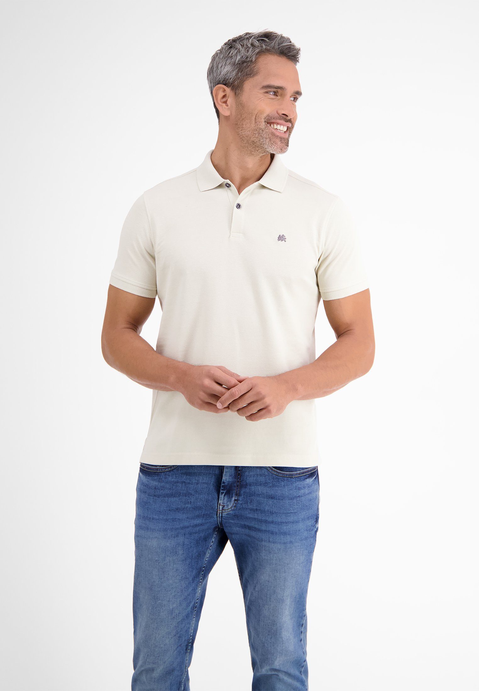 LERROS T-Shirt LERROS Piqué-Poloshirt, unifarben BEIGE