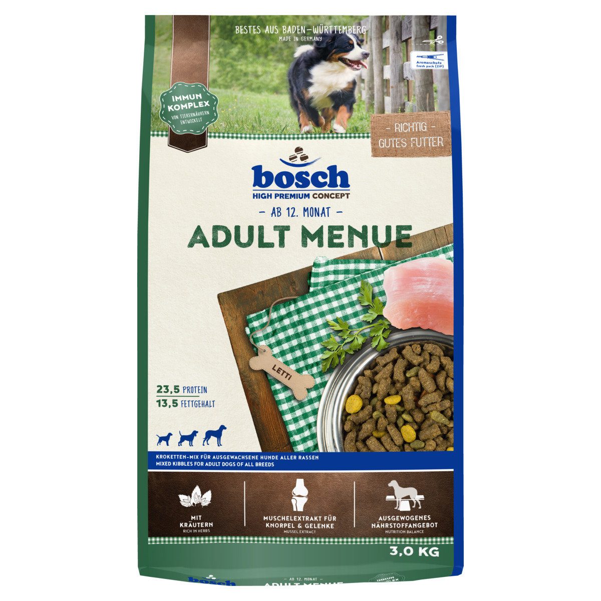 Bosch Petfood Adult Menue 3 kg, Trockenfutter für: Hund