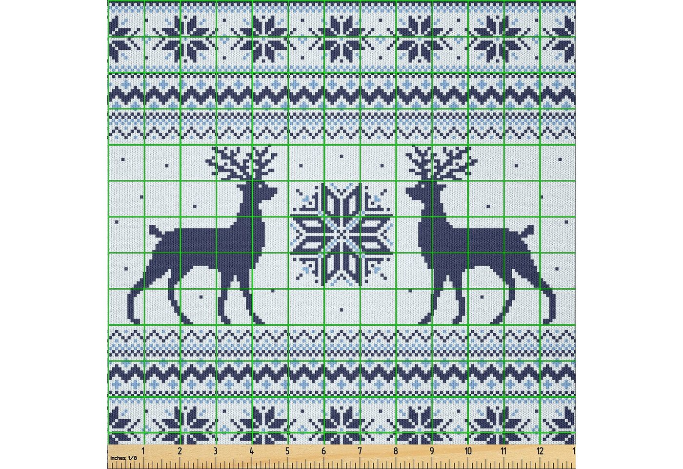Thumbnail - Abakuhaus Stoff DIY Bastler Stoff für Dekorationszwecke, nordisch Pixelkunstart Reindeer