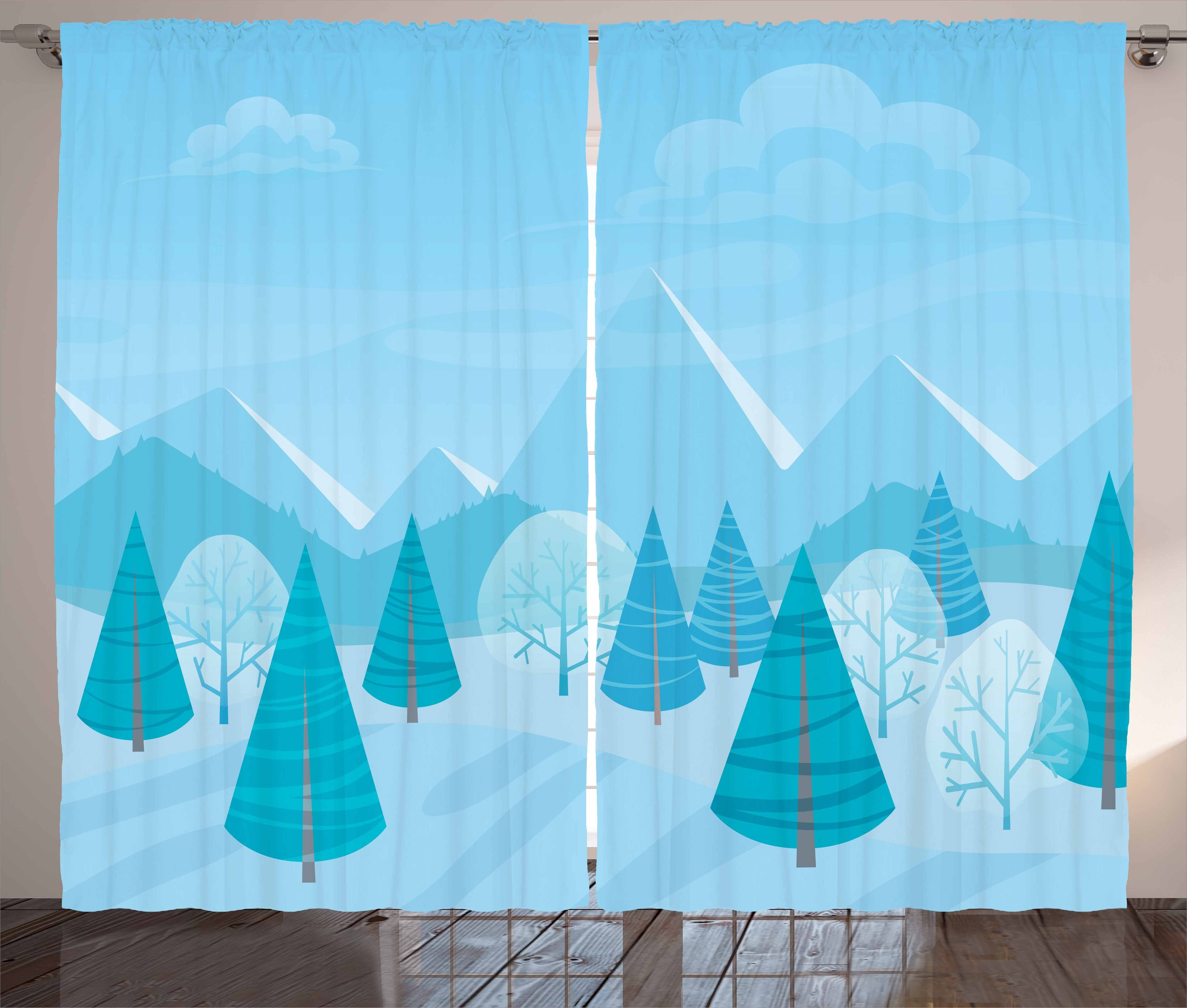 Gardine Schlafzimmer Kräuselband Vorhang mit Schlaufen und Haken, Abakuhaus, Northwoods Weihnachten Pines Alpen