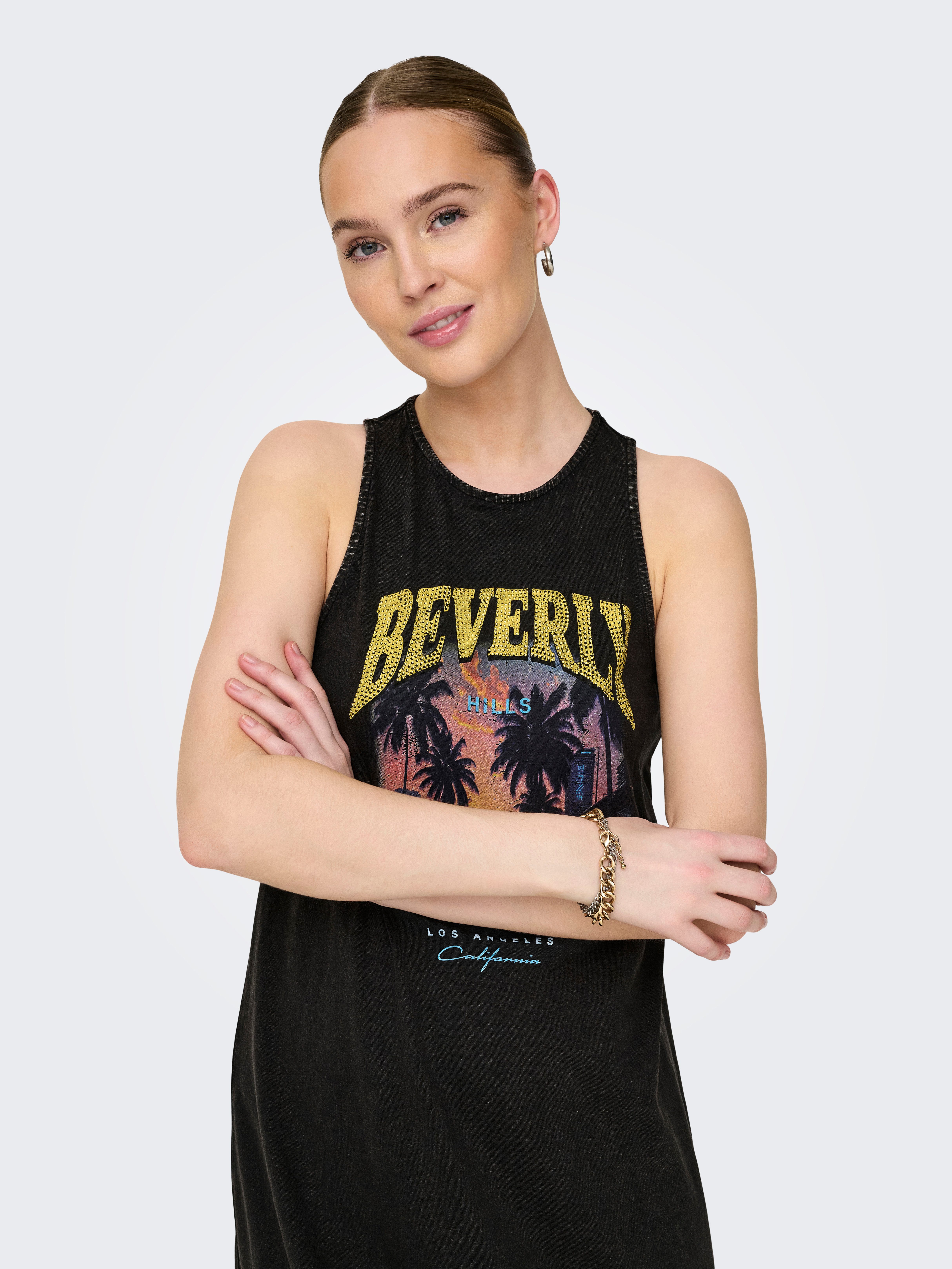 ONLY Jerseykleid ONLLUCY LIFE S/L DRIVE DRESS BOX JRS Baumwolle, regular fit, Rundhals, Frontdruck