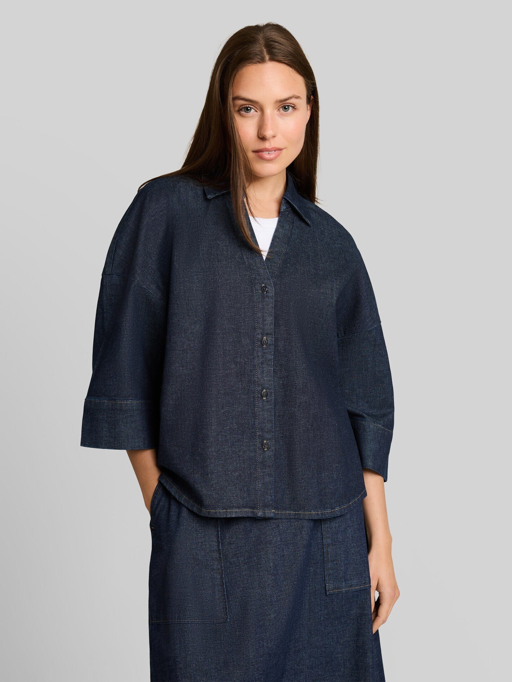 TOM TAILOR Langarmbluse Blusen & Shirts Oversize Jeansbluse mit V-Ausschnitt