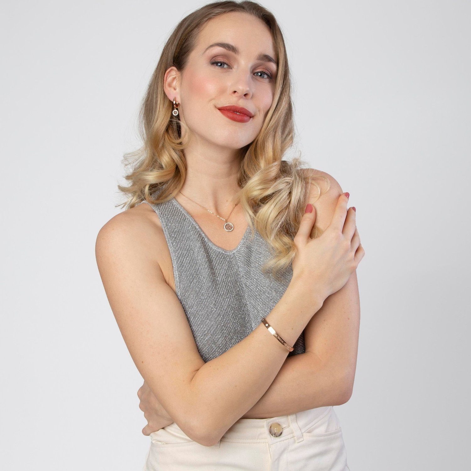 Guess Kette mit Anhänger Halskette - Stahl - Rose - Kristall - Damen – Bild 3 von 5