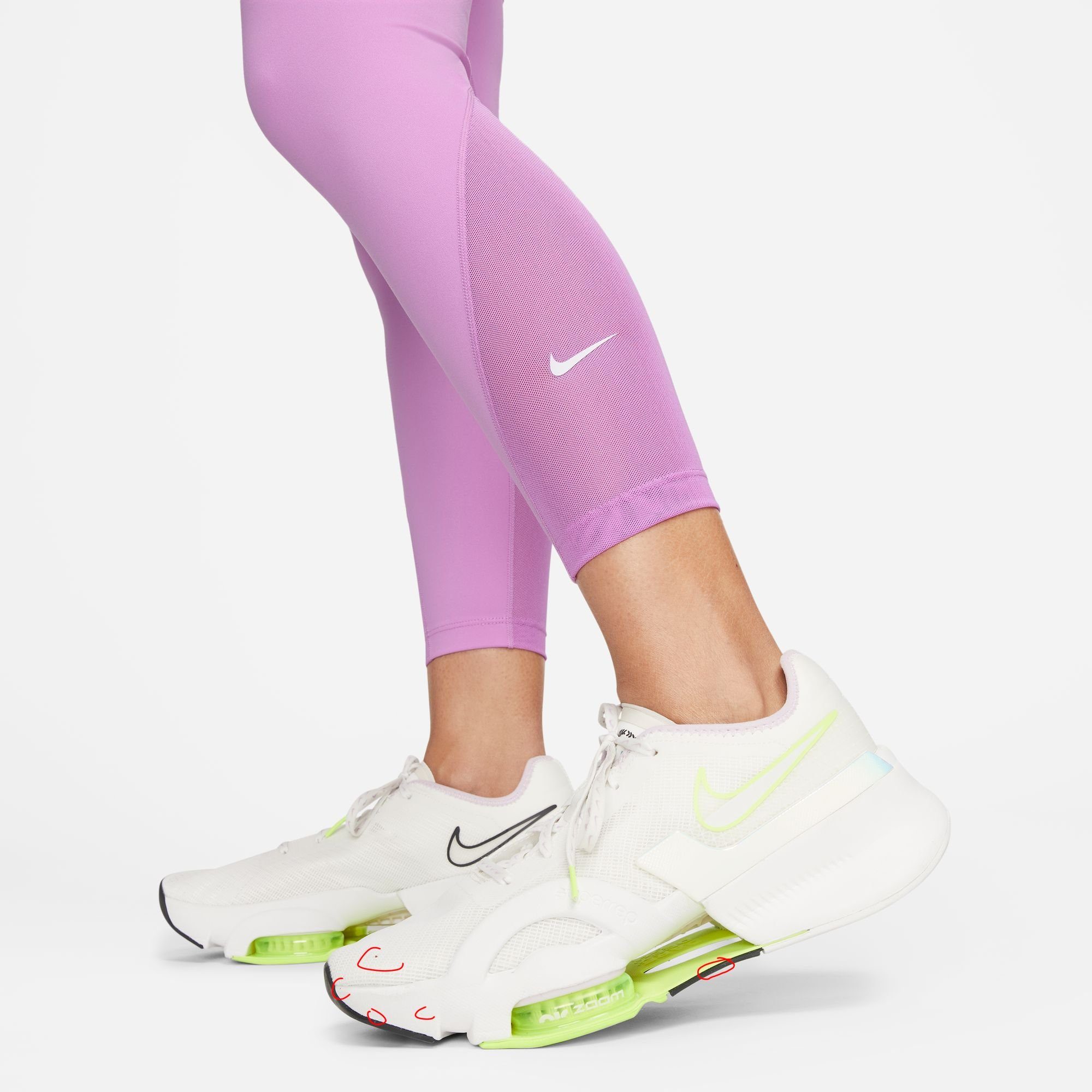 WOMEN'S Nike ONE LEGGINGS / HIGH-WAISTED FUCHSIA/WHITE Trainingstights RUSH