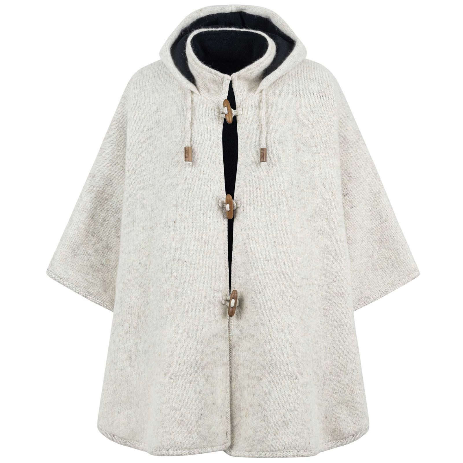 Strickcape Strick Poncho+Kapuze Umhang Cape Strickjacke Wolle Jacke Winter Mantel