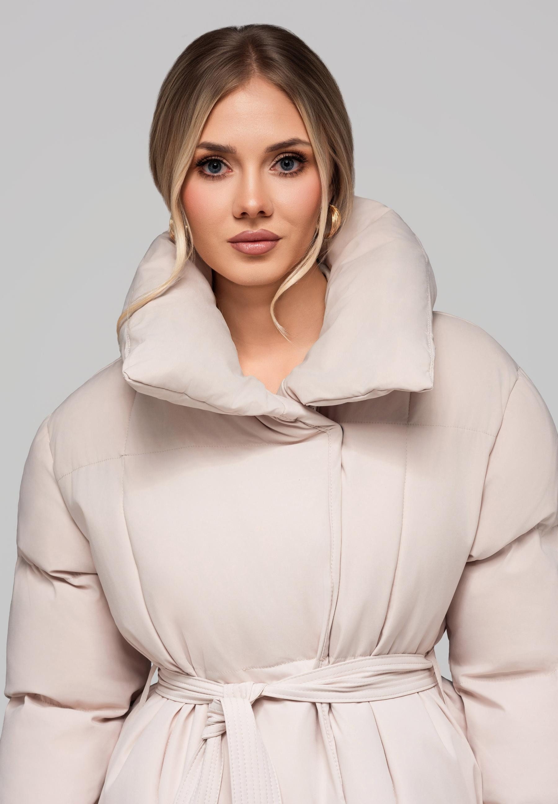 OMBRE Wintermantel Damen Steppmantel mit Bindegürtel und voluminösem Stehkr günstig online kaufen