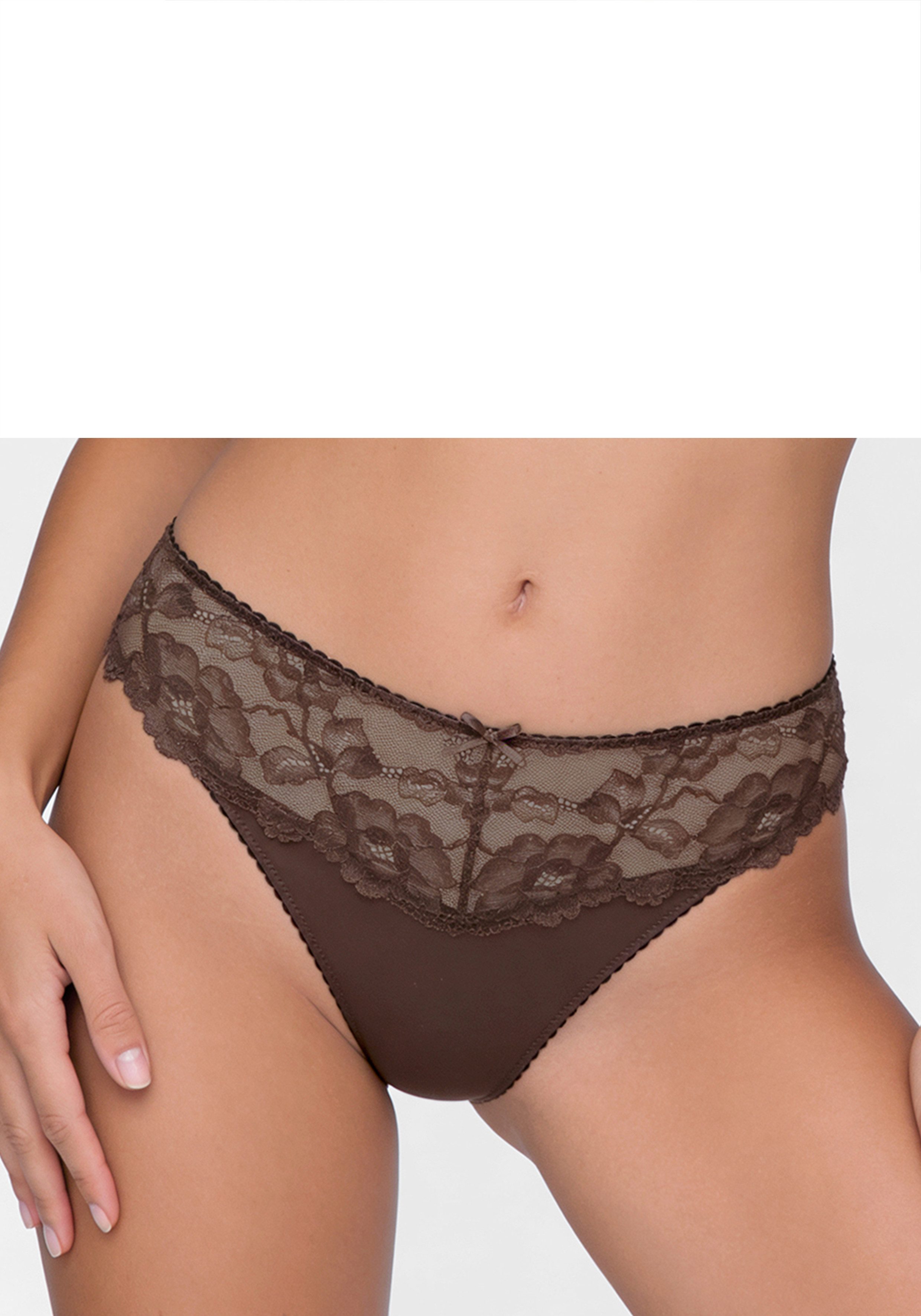 LASCANA String Vittoria mit seidiger Microfaser & floraler Spitze
