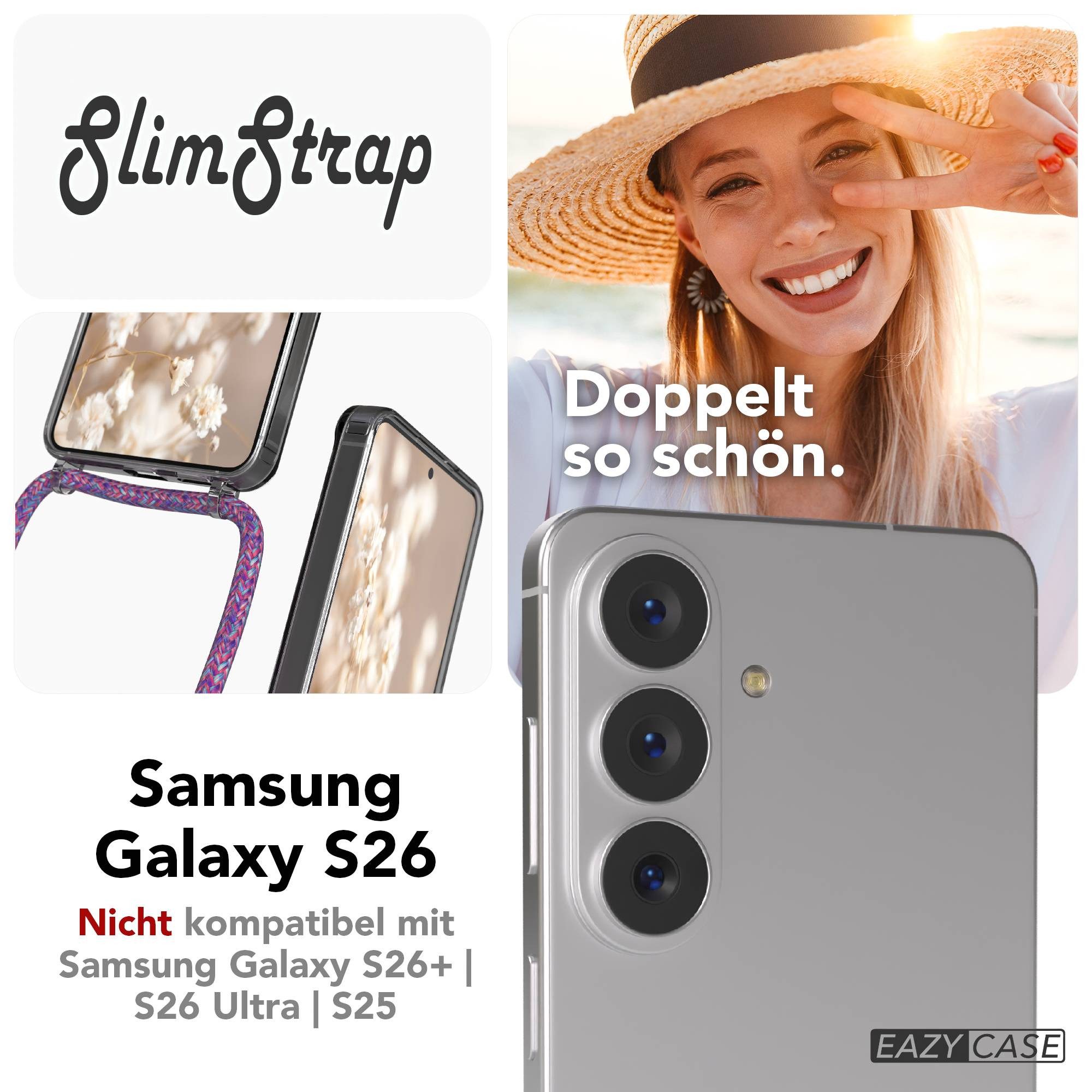 EAZY CASE Handykette mit Magsafe Hülle für Samsung Galaxy S26 6,3 Zoll, Magsafehülle Kette zum Umhängen mit Umhängeband mit Riemen Unicorn