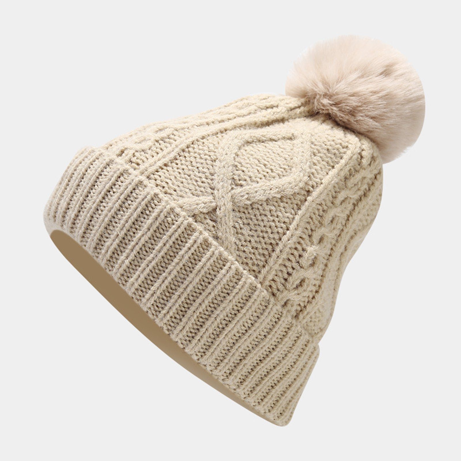 und Finger 3 (mit Fleece Half Frauen) für Winter Set Plüschball Lang Schal,Handschuhe Rutaqian Set, elastisch Beige Outdoor Beanie Handschuhe Männer Hat in 1 und Radfahren weich Warm Schal Gefütterte Winter Mütze Strickmütze Fleece