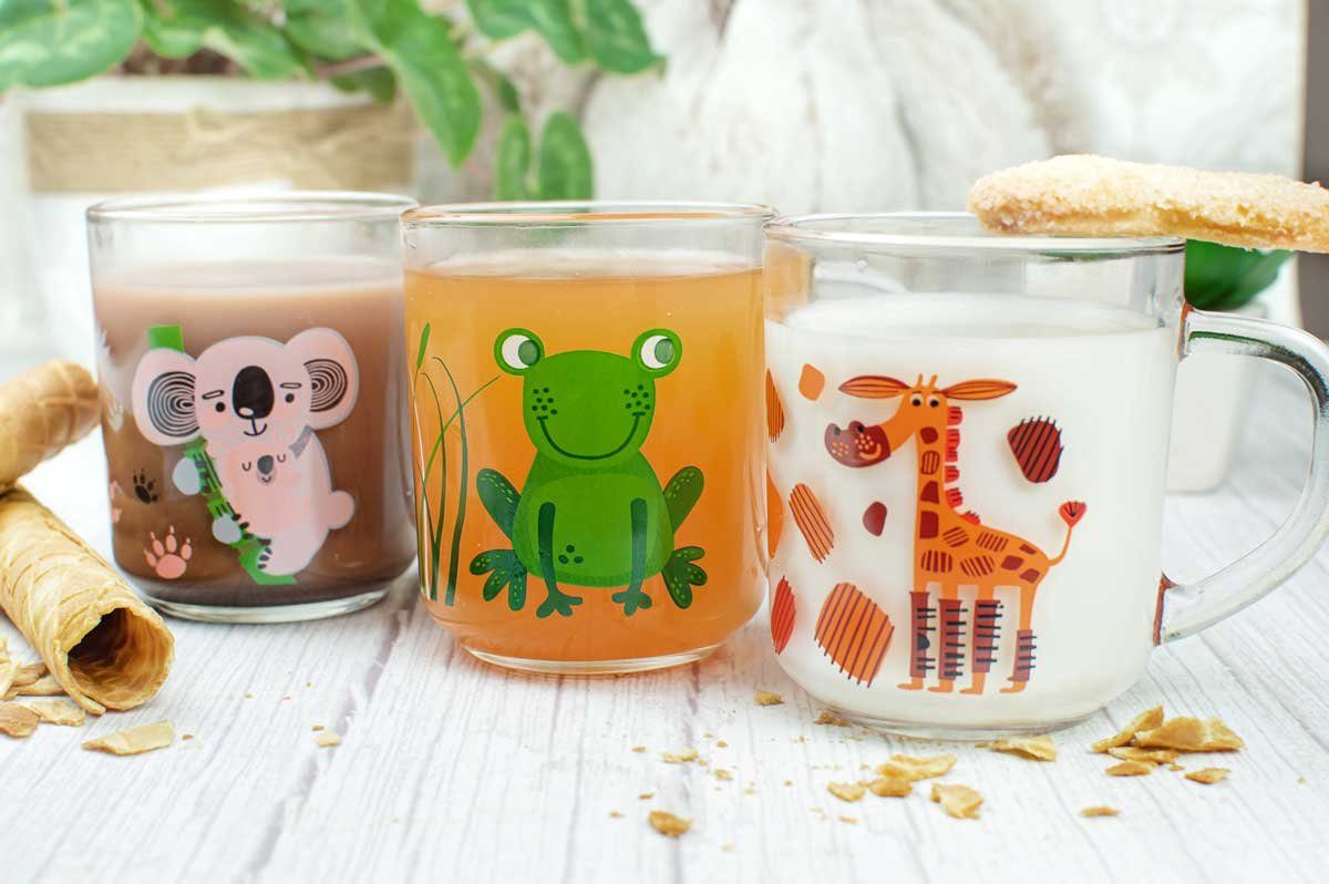 Sendez Kinderbecher 6 Tier-Motiv Becher Tassen 230ml Teegläser Kindergläser Trinkgläser