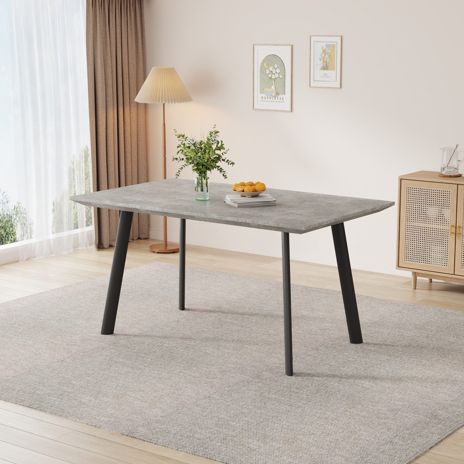 Jiexi Esstisch Moderner grauer rechteckiger Esstisch, 120 cm x 75 cm