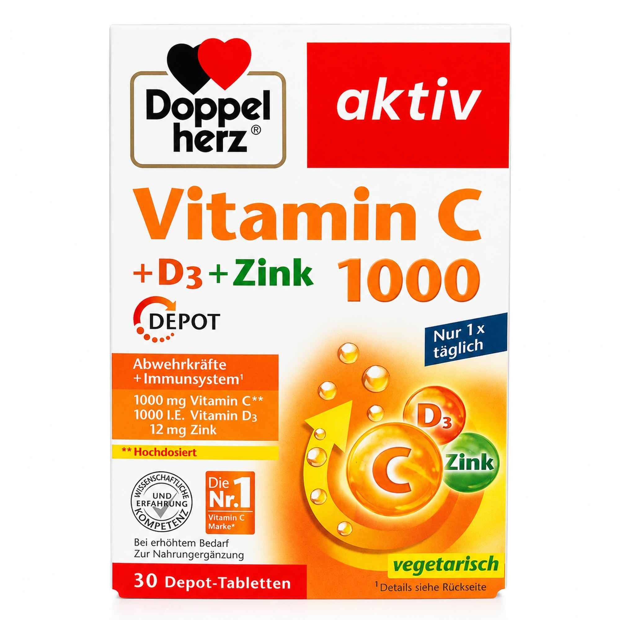 Queisser Pharma GmbH & Co. KG DOPPELHERZ Vitamin C 1000+D3+Zink Depot Tabletten Tabletten