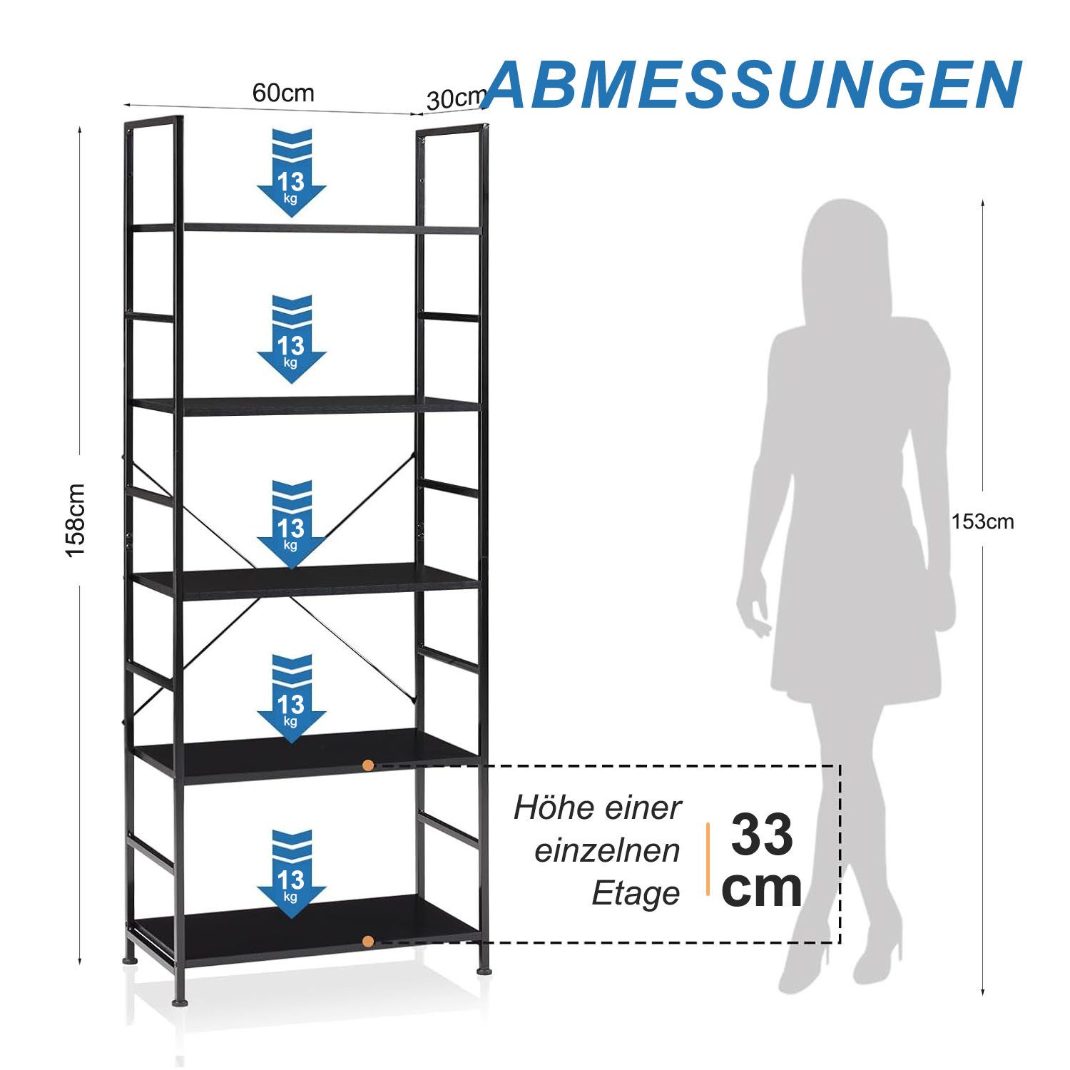 SURFOU Bücherregal Standregal Bookshelf Regal Stehend mit 5 Ebenen, Metallr günstig online kaufen