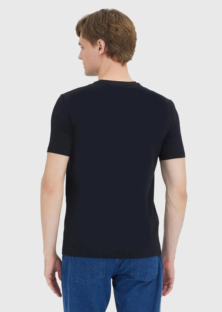 RAMSEY T-Shirt Schwarzes, schlichtes T-Shirt mit Rundhalsausschnitt aus Baumwollmisch