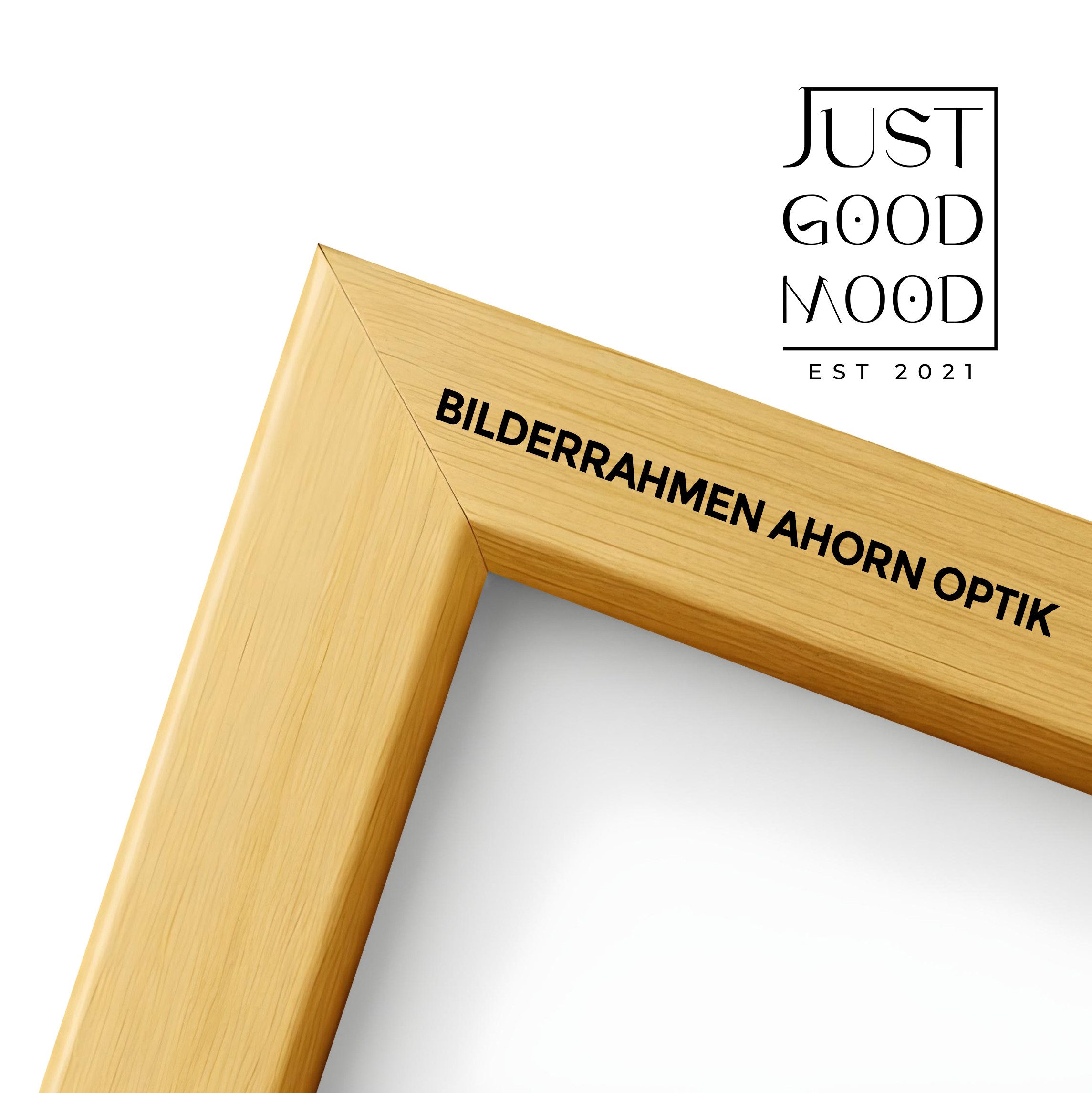 JUSTGOODMOOD Рамки aus stabilem MDF-Holz mit Acrylglas – Weiß Schwarz Ahorn Eiche, für 1 Bilder (Einzelartikel), 1-teilig, Bruchsicheres Acrylglas, stabile MDF-Holzoptik, gratis Aufhängung
