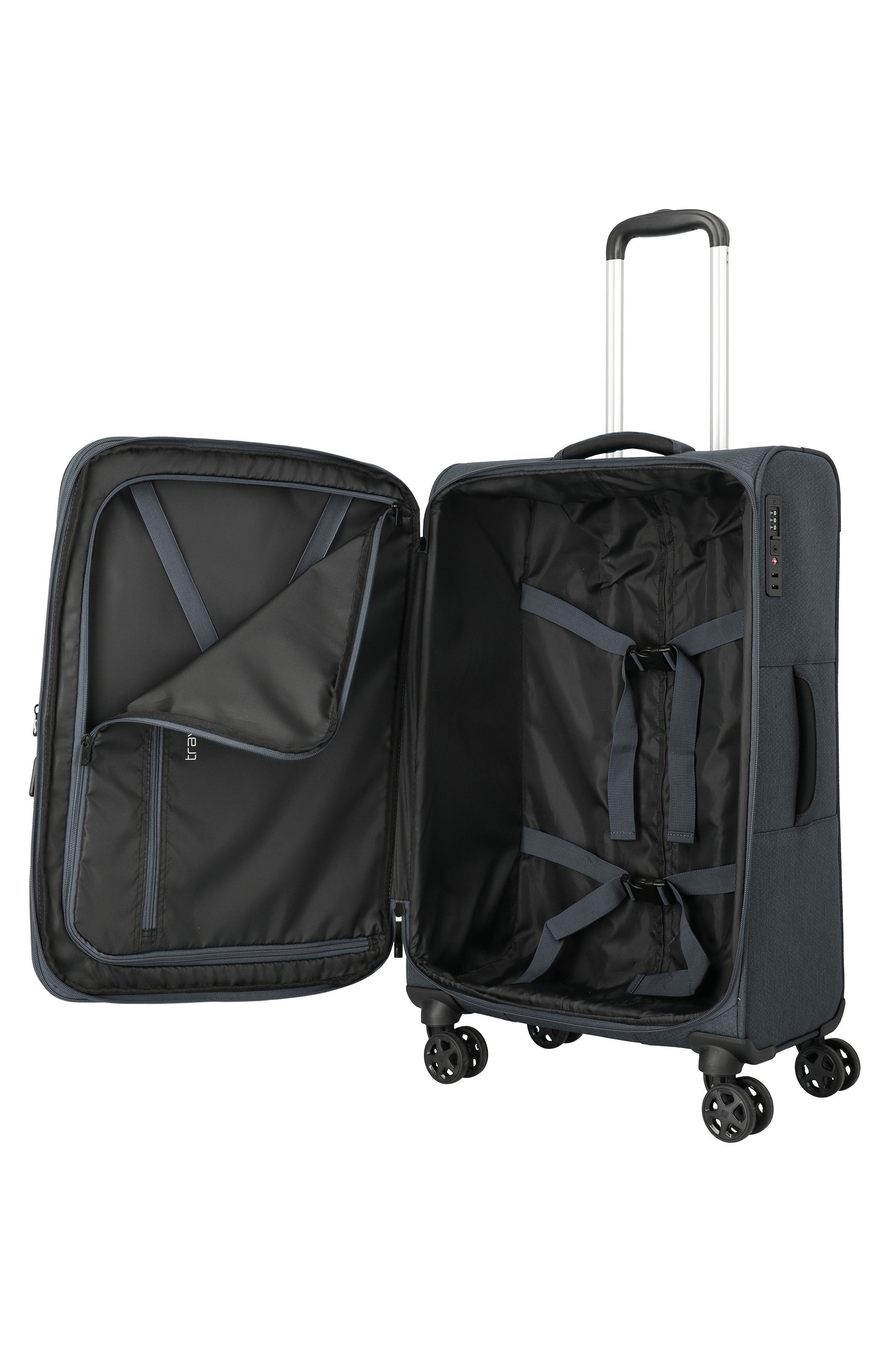 travelite Trolley KICK OFF Reisekoffer, 4 Rollen, 4 Doppelrollen, Außentaschen und Packgurte – leicht und robust – Bild 5 von 5