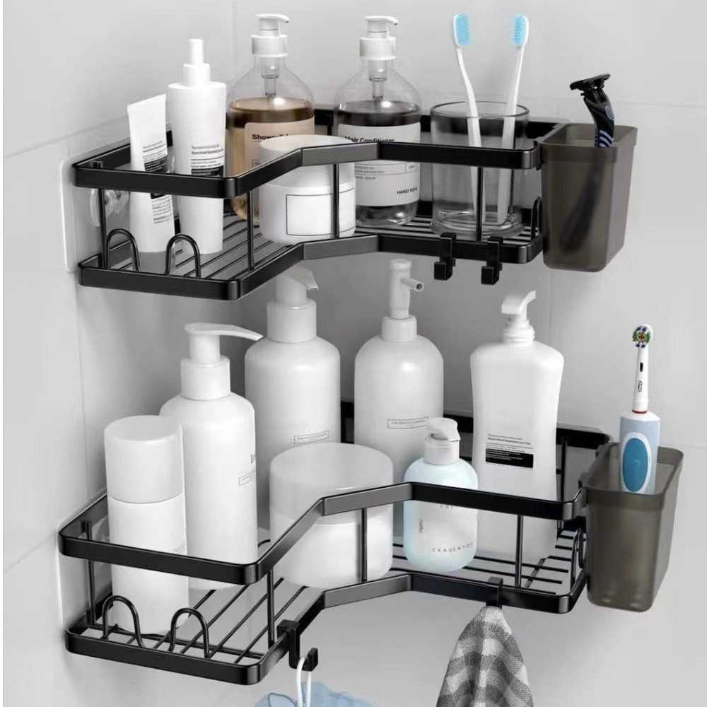 OKWISH Duschablage 2 Stück Ecke Duschkorb Schwarz Badregal ohne Bohren Edel günstig online kaufen