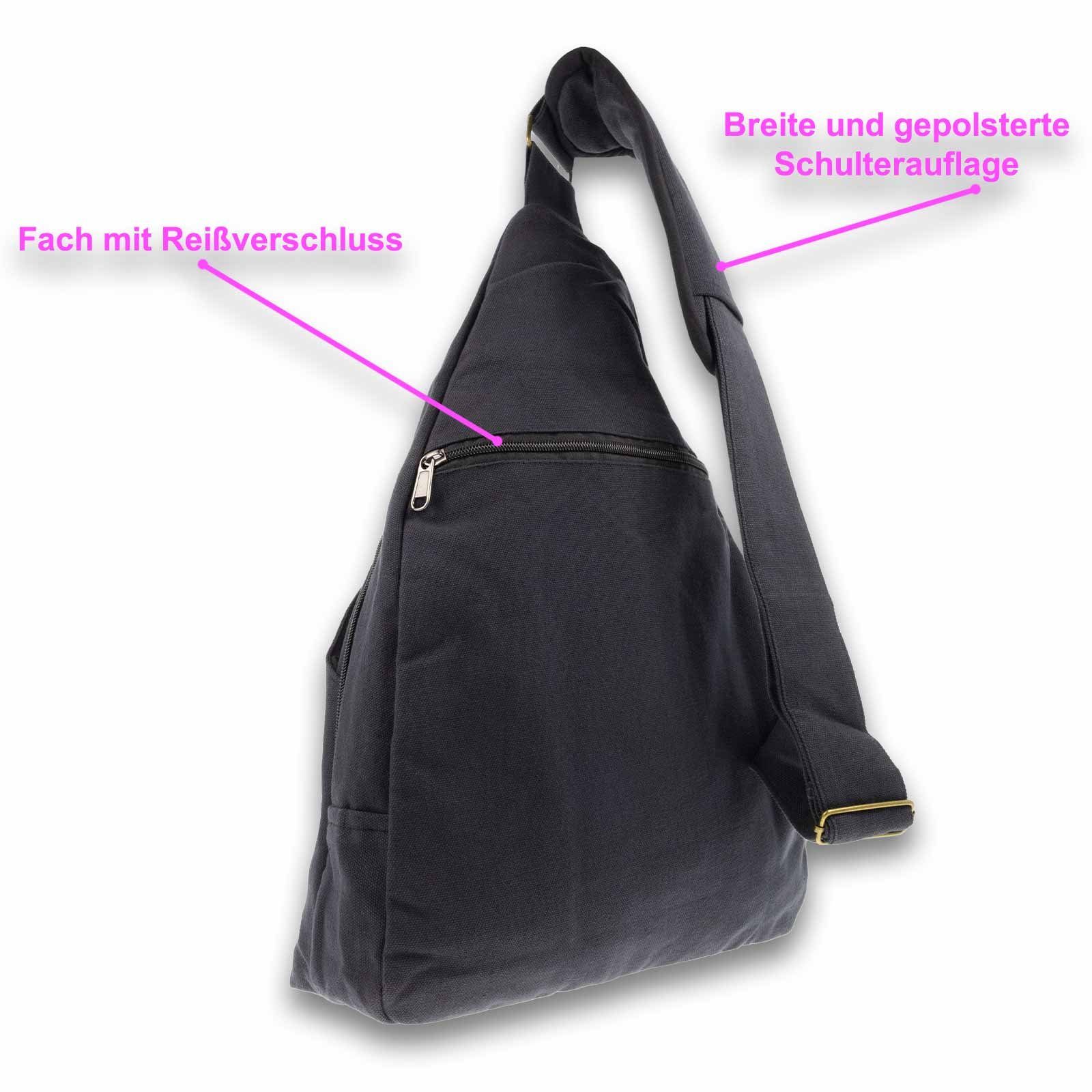 Symbol L Bag Schultertasche Schultertasche Sling UND Rucksack MAGIE / OM KUNST Bodybag Schwarz Lemon Hippie