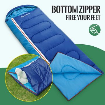 UE Stock Schlafsack Bessport Wasserdichter Erwachsene Schlafsack für Camping Outdoor Blau, Leicht und tragbar