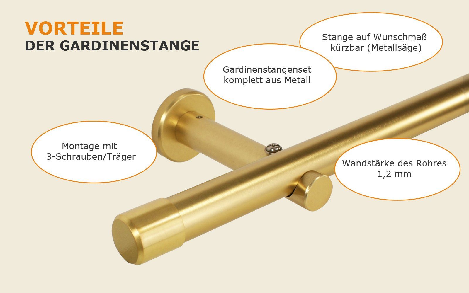 iso-design Gardinenstange Messing Matt 20 mm günstig online kaufen