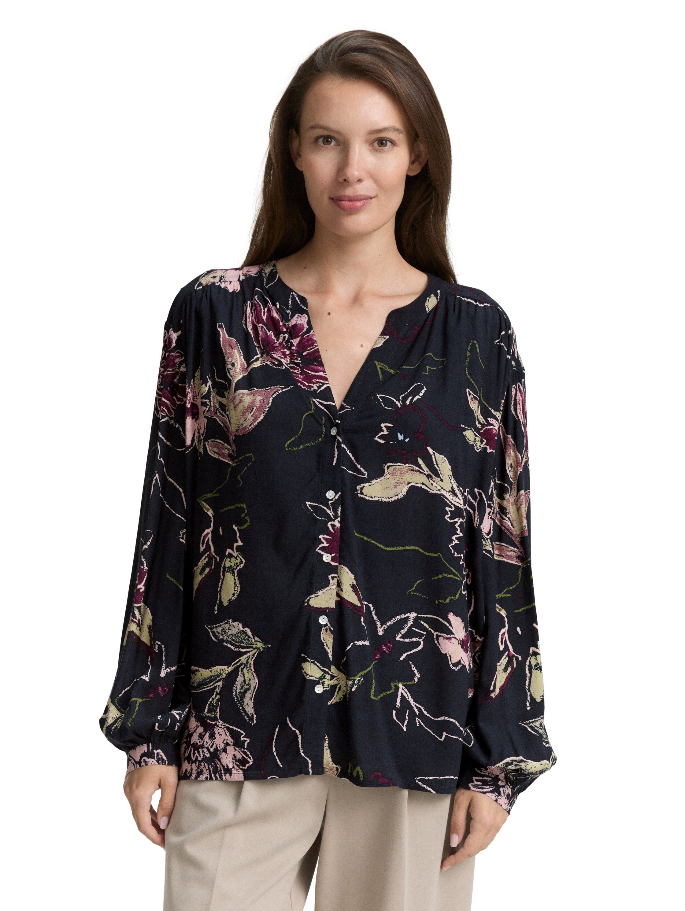 TOM TAILOR Langarmbluse mit All-Over Print günstig online kaufen